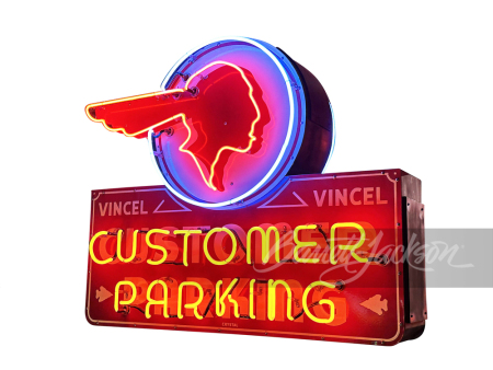 CIRCA 1940S PONTIAC CUSTOMER PARKING NEON PORCELAIN SIGN