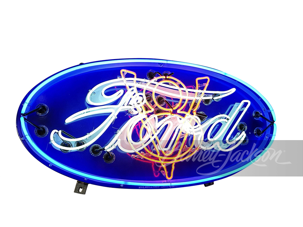 1930S FORD V8 NEON PORCELAIN SIGN