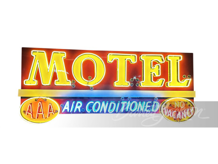 1940S-50S MOTEL "AIR CONDITIONED" NEON PORCELAIN SIGN