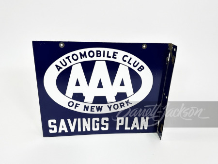 1940S-1950S AAA AUTOMOBILE CLUB OF NEW YORK SAVINGS PLAN TIN FLANGE SIGN