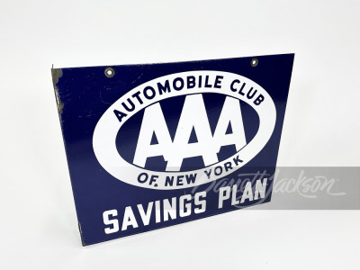 1940S-1950S AAA AUTOMOBILE CLUB OF NEW YORK SAVINGS PLAN TIN FLANGE SIGN - 2