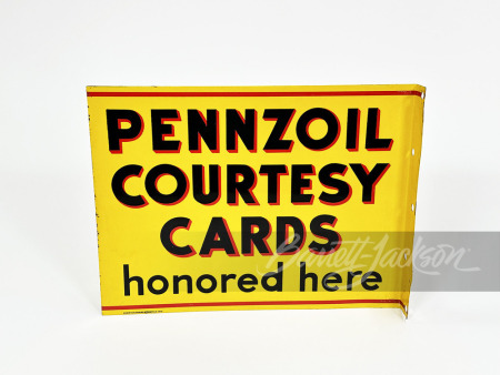 1940S PENNZOIL COURTESY CARDS TIN FLANGE SIGN