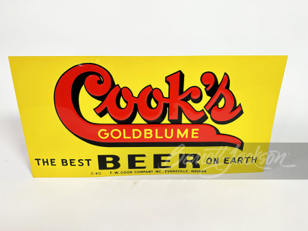 1940 COOKS GOLDBLUME BEER EMBOSSED TIN SIGN