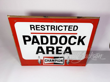 VINTAGE CHAMPION SPARK PLUGS "PADDOCK AREA" SIGN