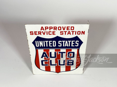 1940S UNITED STATES AUTO CLUB TIN FLANGE SIGN - 2