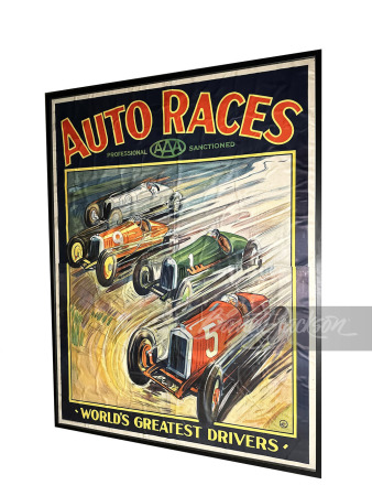 LARGE 1928 AAA AUTO RACES FRAMED POSTER