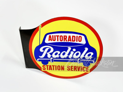 1950S AUTORADIO RADIOLA STATION SERVICE PORCELAIN FLANGE SIGN