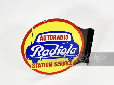 1950S AUTORADIO RADIOLA STATION SERVICE PORCELAIN FLANGE SIGN - 2