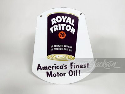 CIRCA 1950S UNION 76 ROYAL TRITON MOTOR OIL PORCELAIN SIGN - 2