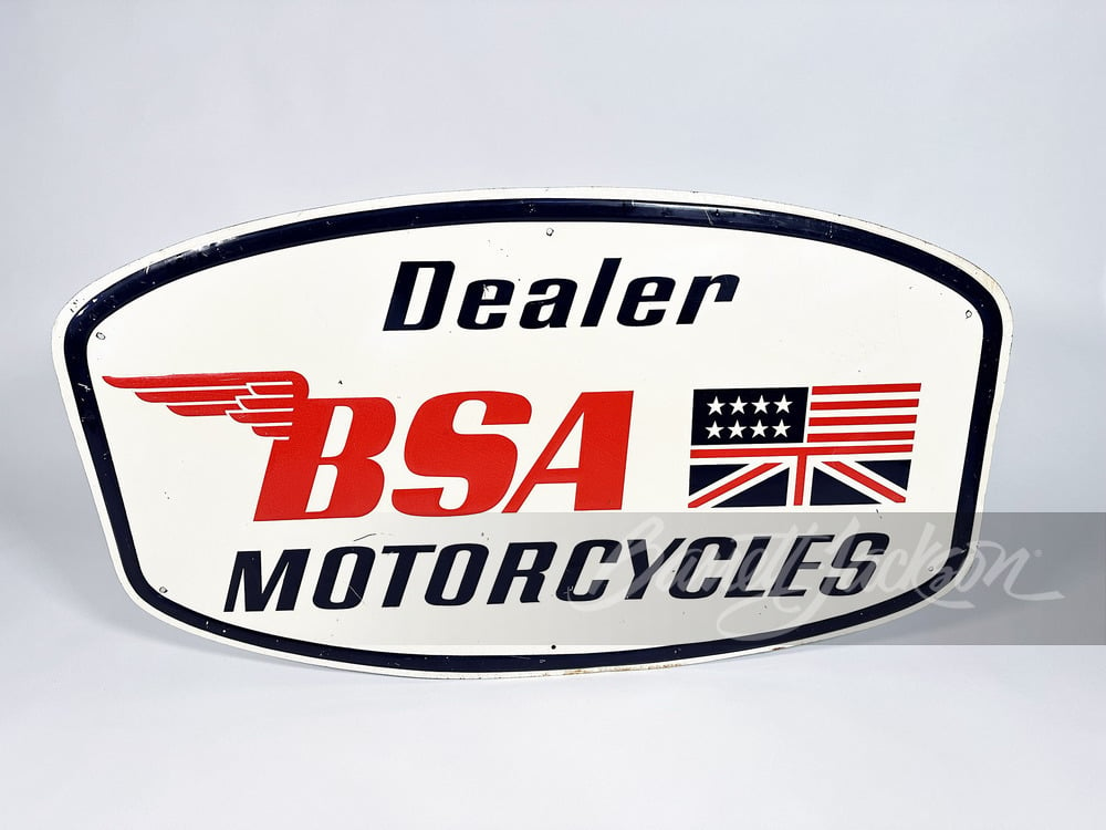 1960S BSA MOTORCYCLES DEALER EMBOSSED TIN SIGN