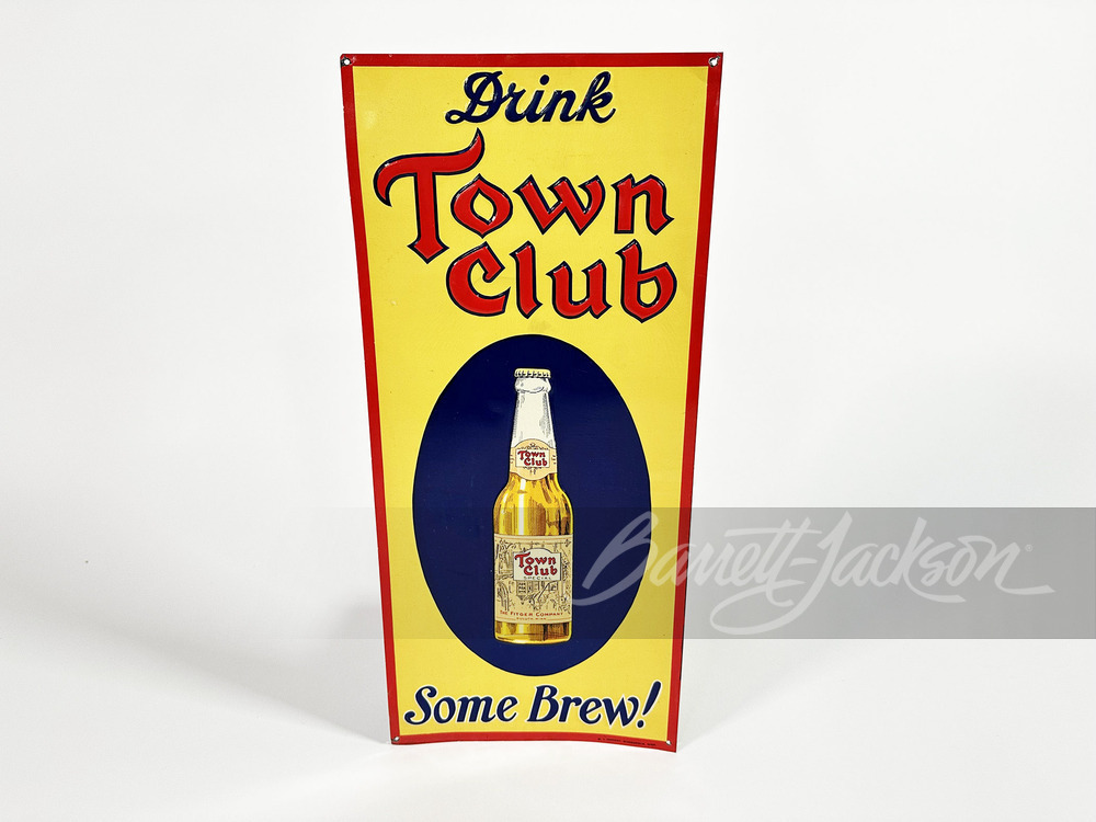 LATE 1920S TOWN CLUB BEER EMBOSSED TIN SIGN