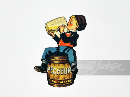 1940S FRENCH PECHEUR BIERE D'ALSACE TIN SIGN