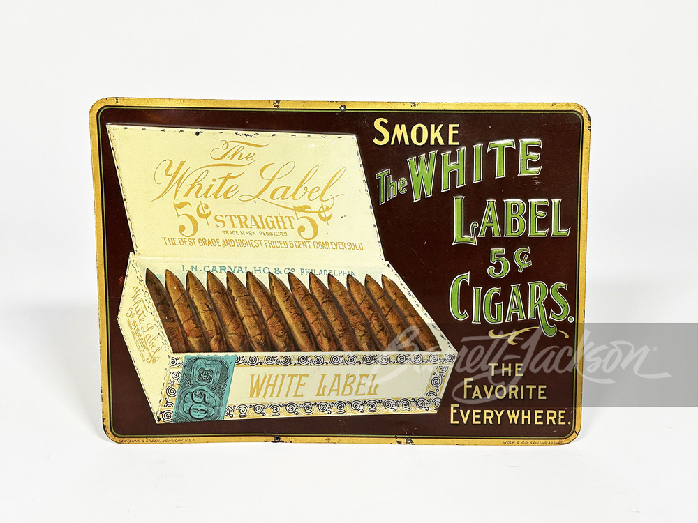 1920S WHITE LABEL CIGARS TIN LITHO SIGN