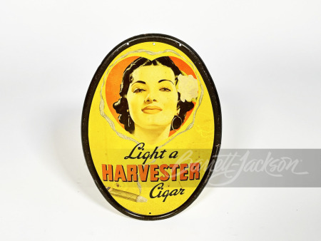 CIRCA 1930S HARVESTER CIGARS TIN LITHO SIGN