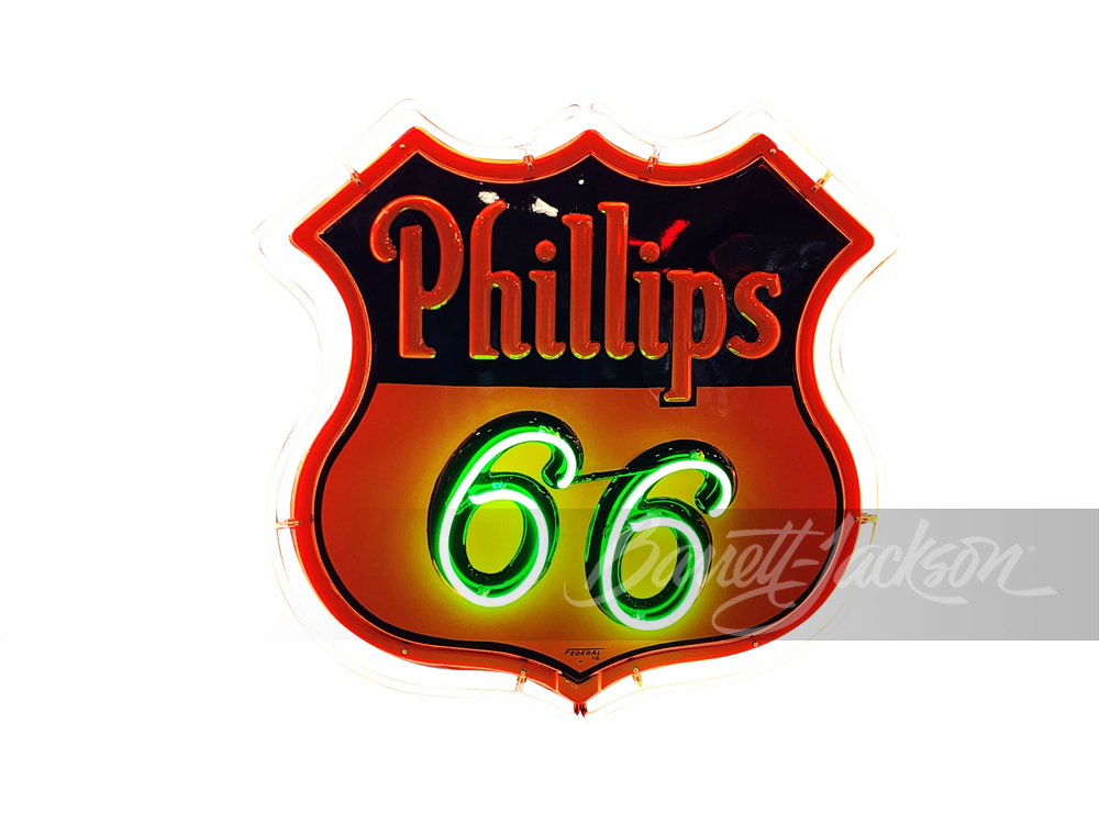 CIRCA 1940S PHILLIPS 66 NEON PORCELAIN SIGN