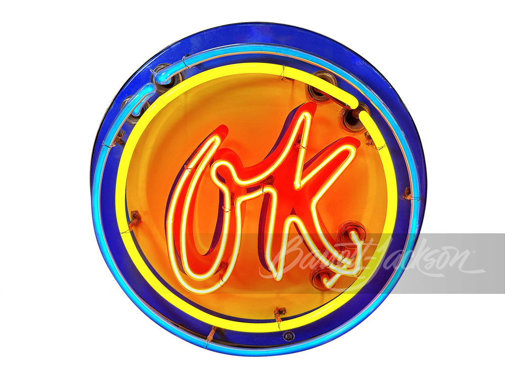 1950S CHEVROLET OK USED CARS NEON PORCELAIN SIGN