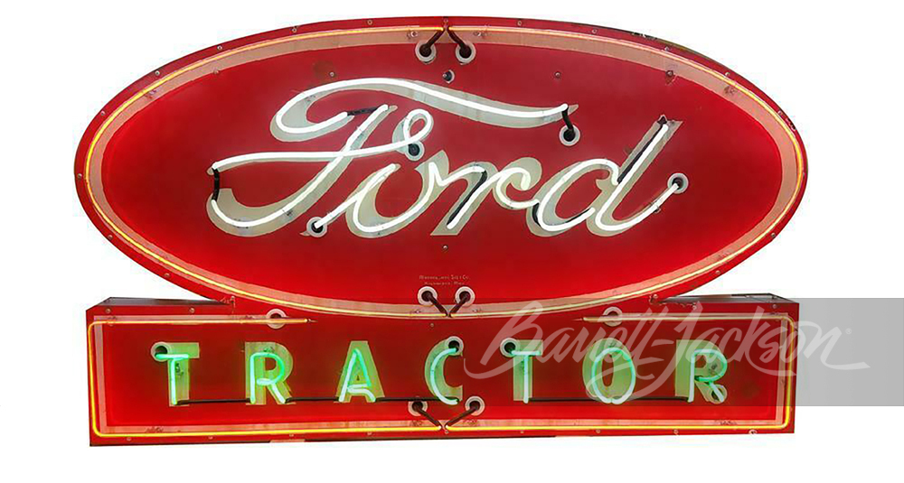 LARGE 1950S FORD TRACTOR NEON PORCELAIN SIGN