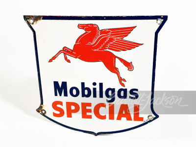 1947 MOBILGAS SPECIAL PORCELAIN PUMP PLATE SIGN