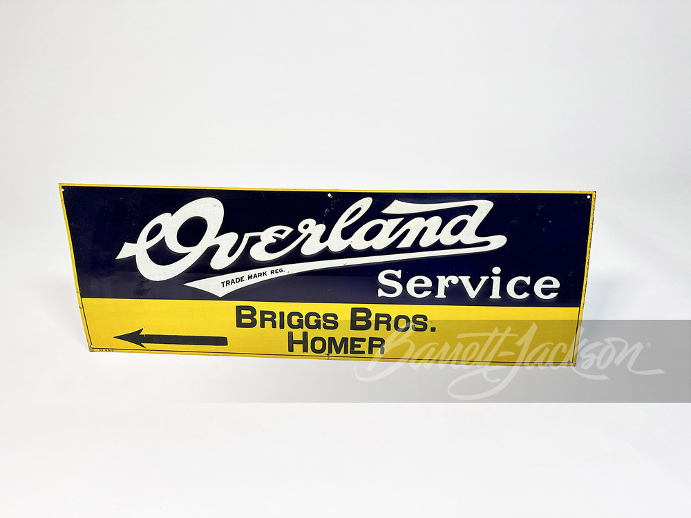 1930S OVERLAND SERVICE EMBOSSED TIN SIGN