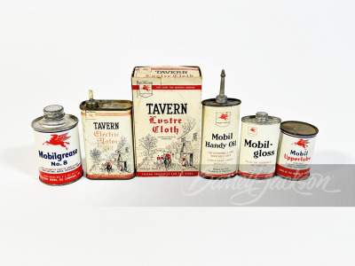 LOT OF SIX 1930S-50S MOBIL OIL PRODUCT TINS