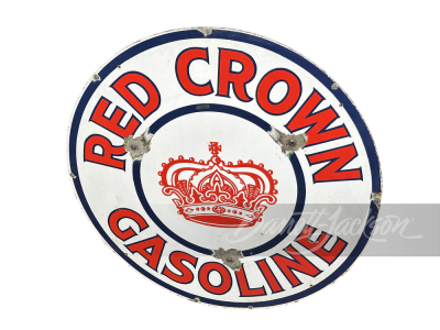 1920S RED CROWN GASOLINE PORCELAIN SIGN - 2