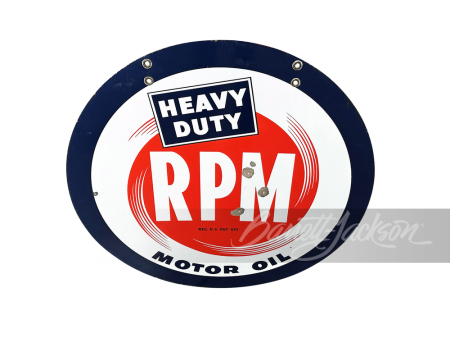 CIRCA 1950S HEAVY DUTY RPM MOTOR OIL PORCELAIN SIGN