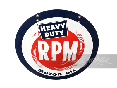 CIRCA 1950S HEAVY DUTY RPM MOTOR OIL PORCELAIN SIGN - 2