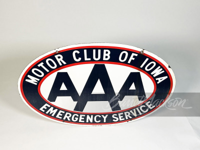 CIRCA 1960S AAA MOTOR CLUB OF IOWA PORCELAIN SIGN - 2