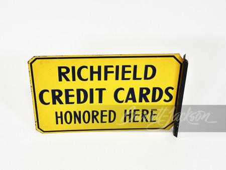 1940s Richfield Credit Cards double-sided porcelain flange sign.