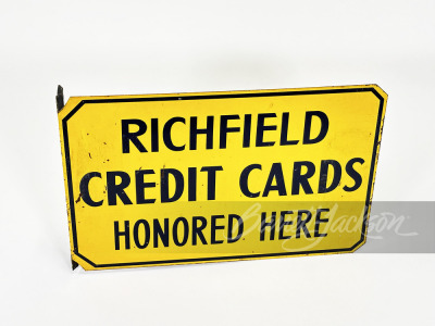 1940s Richfield Credit Cards double-sided porcelain flange sign. - 2