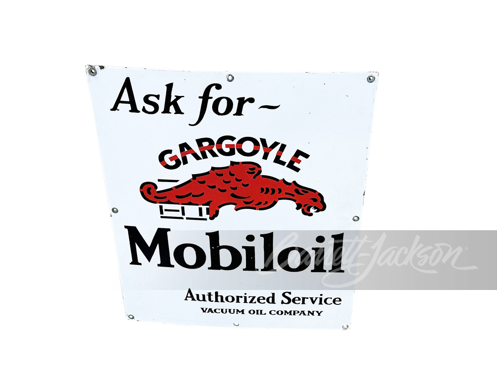 CIRCA 1920S GARGOYLE MOBILOIL PORCELAIN SIGN