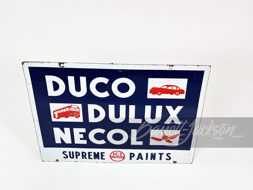 LATE 1940S DUPONT DUCO DULUX PAINT PORCELAIN SIGN