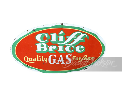 LARGE 1950S CLIFF BRICE GAS PORCELAIN SIGN - 2