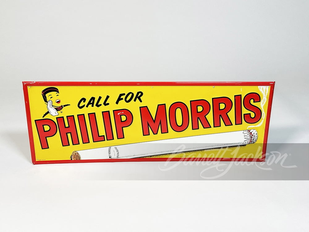 1950S PHILLIP MORRIS CIGARETTES EMBOSSED TIN SIGN