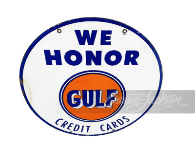 1950S GULF OIL CREDIT CARDS PORCELAIN SIGN - 2