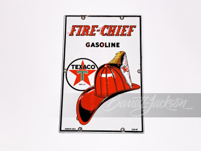 1947 TEXACO FIRE CHIEF GASOLINE PORCELAIN PUMP PLATE SIGN