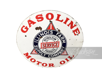 1930S ILLINOIS FARM SUPPLY GASOLINE PORCELAIN SIGN - 2