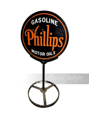 CIRCA 1930S-40S PHILLIPS GASOLINE/MOTOR OILS PORCELAIN CURB SIGN - 2