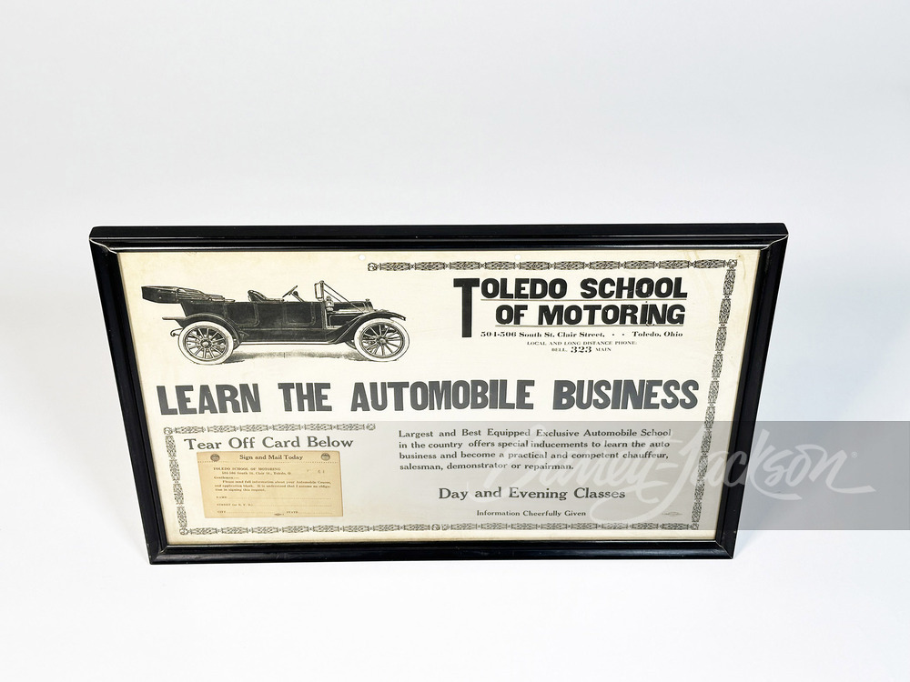 CIRCA 1910S TOLEDO SCHOOL OF MOTORING POSTER