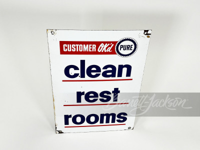 1950S PURE OIL "CLEAN REST ROOMS" PORCELAIN SIGN - 2