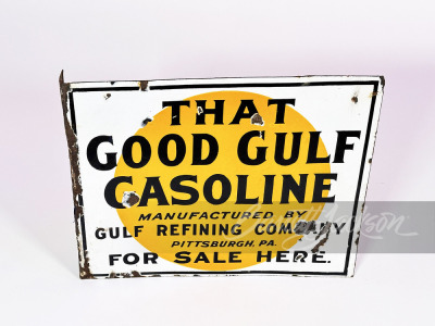 1930S GOOD GULF GASOLINE PORCELAIN FLANGE SIGN - 2