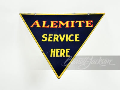 1930S ALEMITE "SERVICE HERE" PORCELAIN SIGN - 2