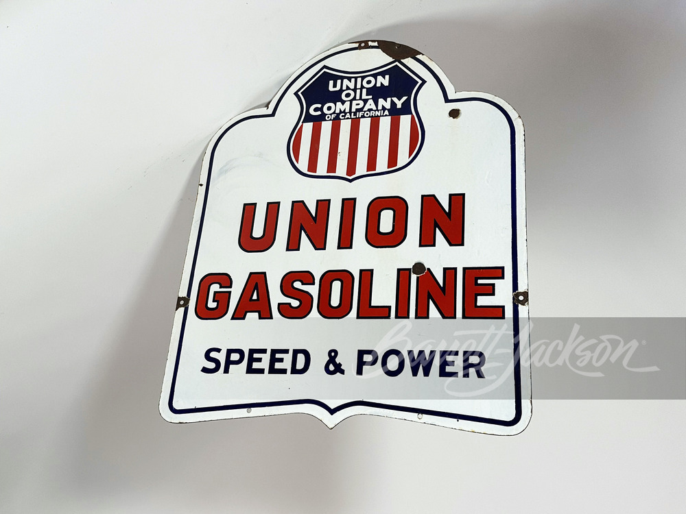 1930S UNION GASOLINE SPEED & POWER PORCELAIN SIGN