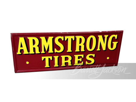 1949 ARMSTRONG TIRES EMBOSSED TIN SIGN