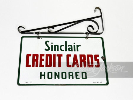 1953 SINCLAIR "CREDIT CARDS HONORED" PORCELAIN SIGN