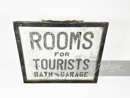 1920S-30S "ROOMS FOR TOURISTS" TIN SIGN