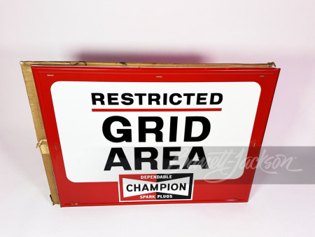 1972 CHAMPION SPARK PLUGS "GRID AREA" TIN SIGN