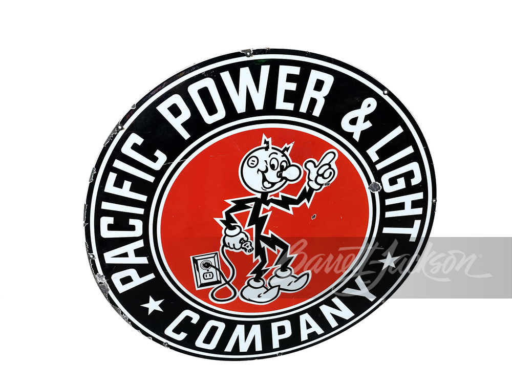 1930S PACIFIC POWER & LIGHT COMPANY PORCELAIN SIGN