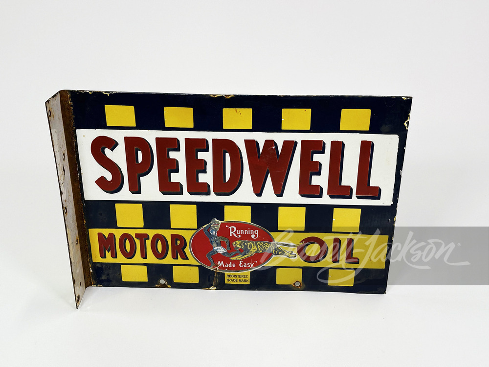 SPEEDWELL MOTOR OIL PORCELAIN FLANGE SIGN