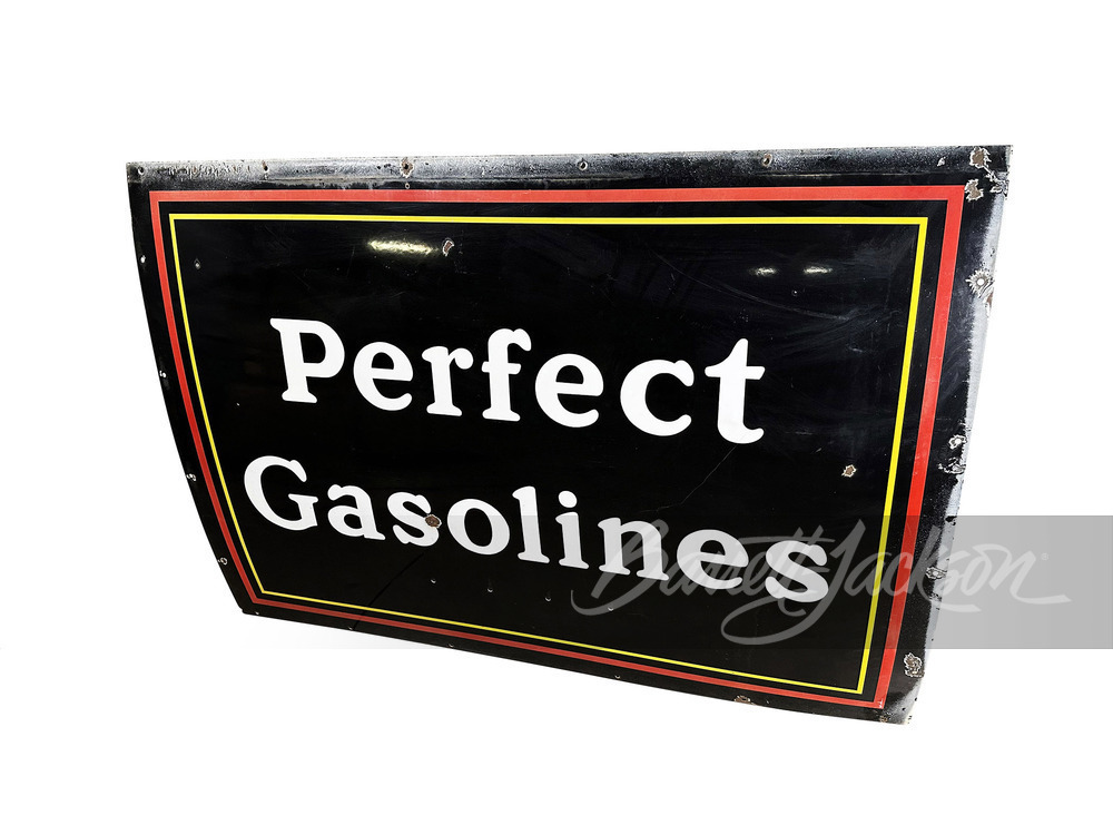 1930S WADHAM'S OIL PERFECT GASOLINES PORCELAIN SIGN